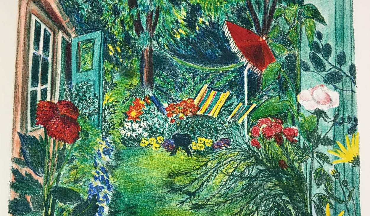 Konstverk Det röda parasollet av Evy Låås