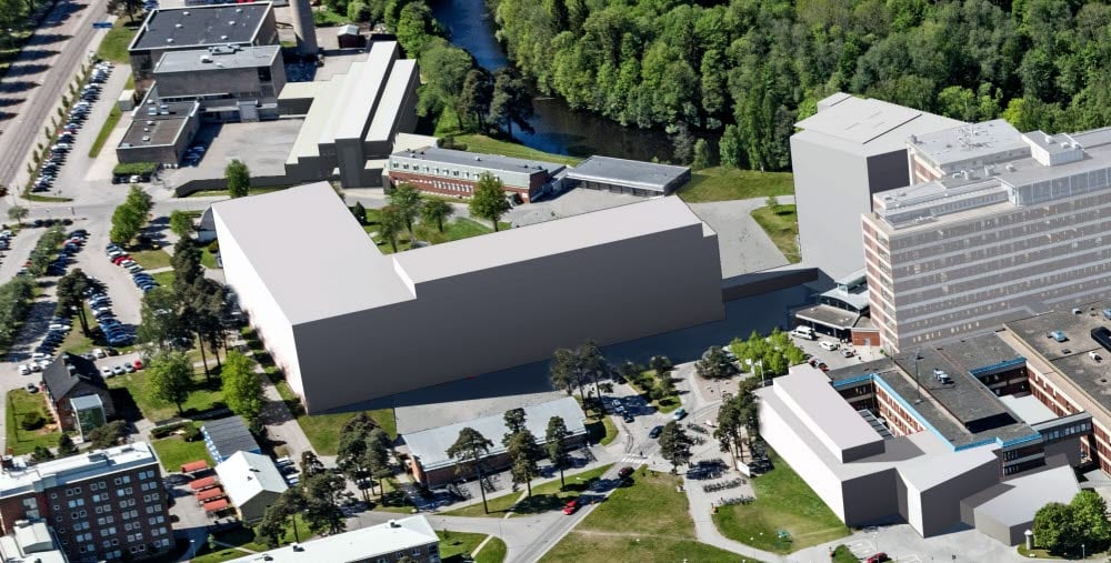 Bilden visar Framtidsbyggets byggprojekt på Gävle fokus. Hus 62 ligger till vänster i bild på den södra tomten.