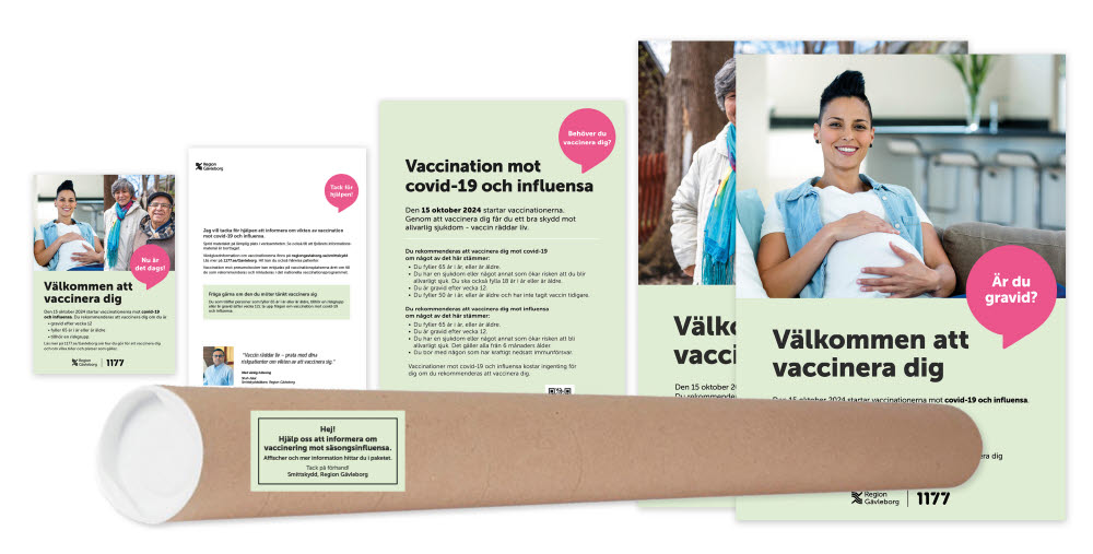 Bilder på affischer till vaccinationskampanjen